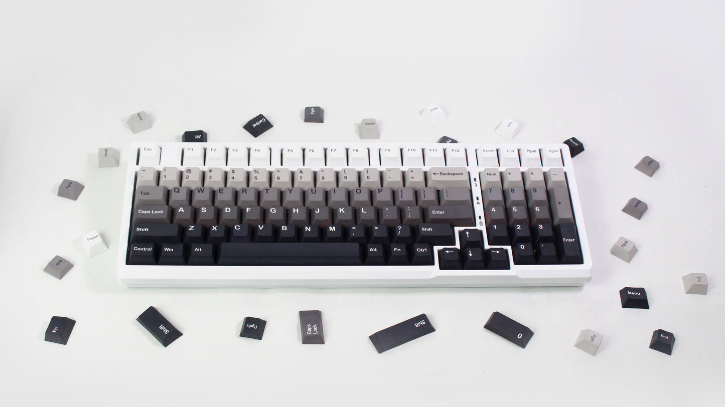 Gradient Black White Keycaps Cherry Profile