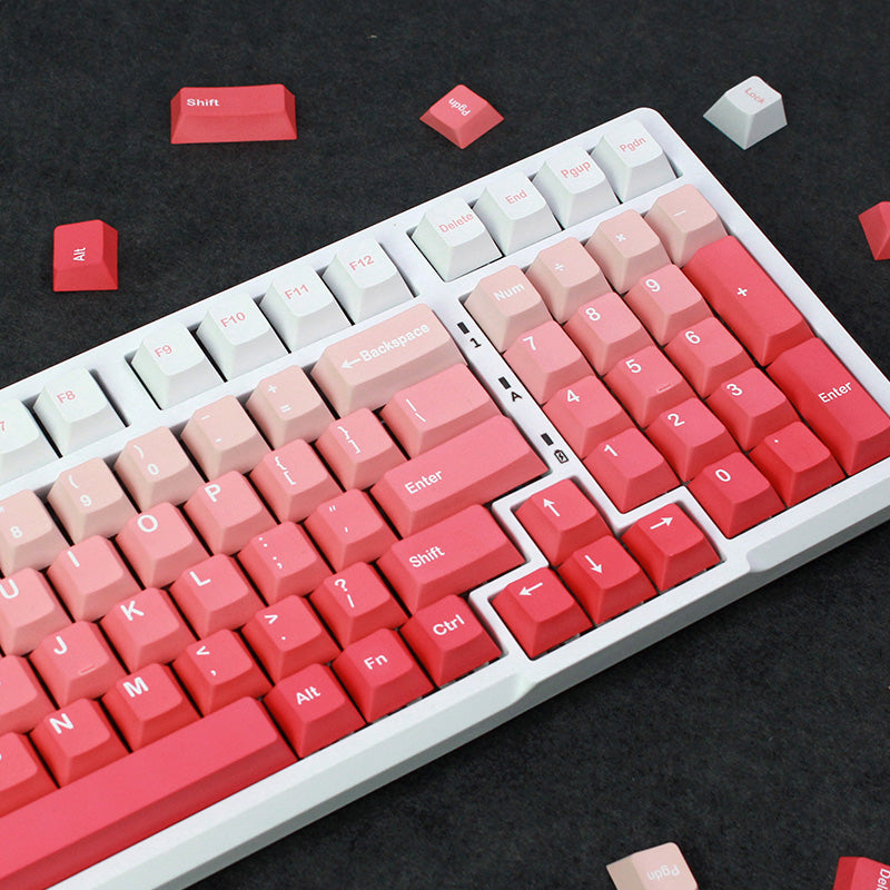 Gradient White Pink Keycaps Cherry Profile