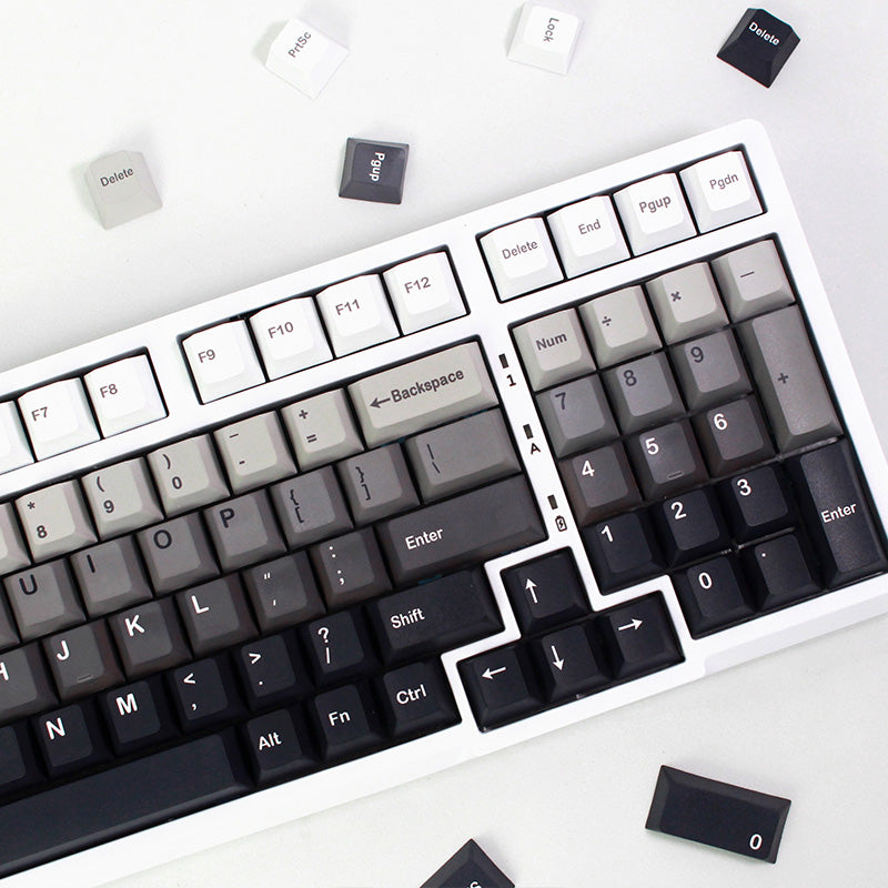 Gradient Black White Keycaps Cherry Profile